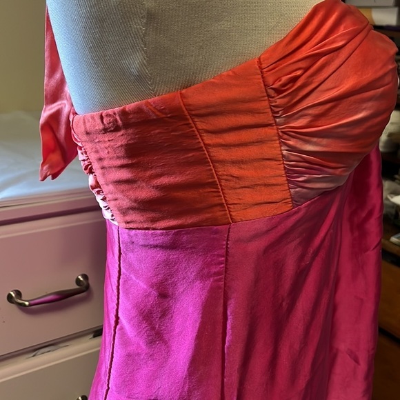 Cache 100% silk halter top with rhinestones and padding, hot pink and orange - Picture 5 of 13